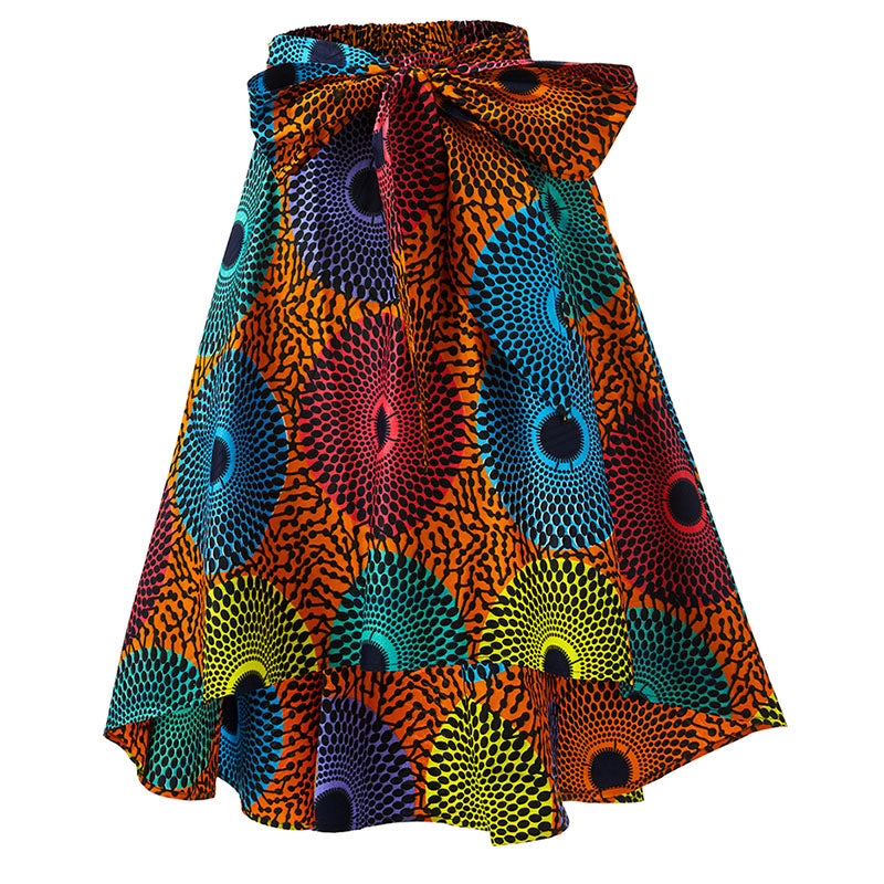 African Ankara Skirt Flower Print Casual