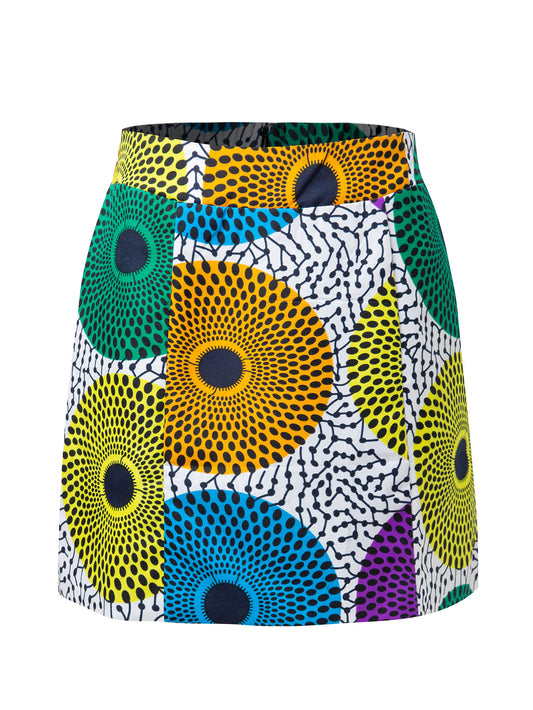 African Print Wax Mini Skirt For Women