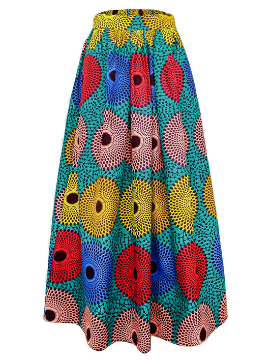 African Ankara Print Long Skirt For Women