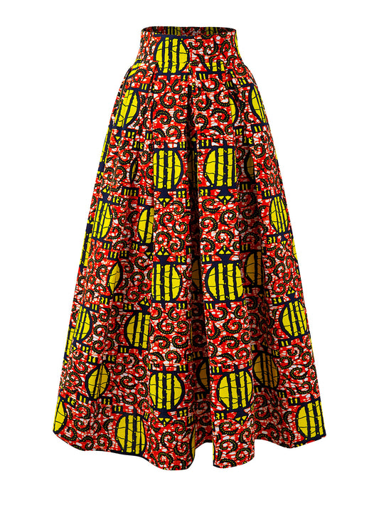 African Printed Maxid Skirt 100% Wax Cotton Handmade