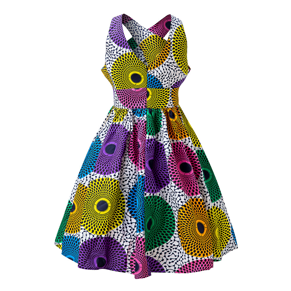 African Wax Prints Sleeveless Dress For Women