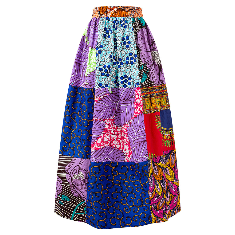 African Ankara Random Print Maxi Skirt For Women