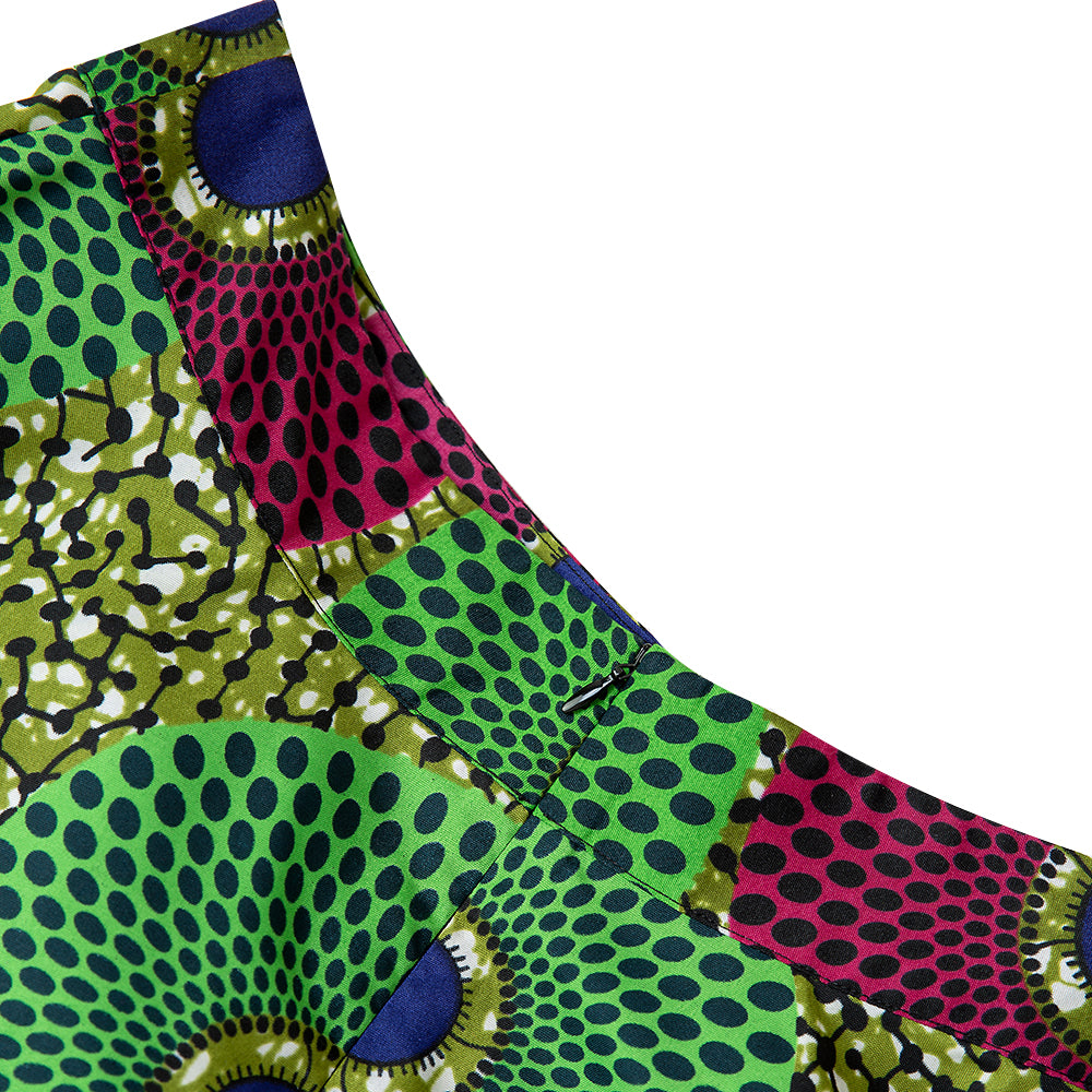 Green Circle African Print Maxi Skirt
