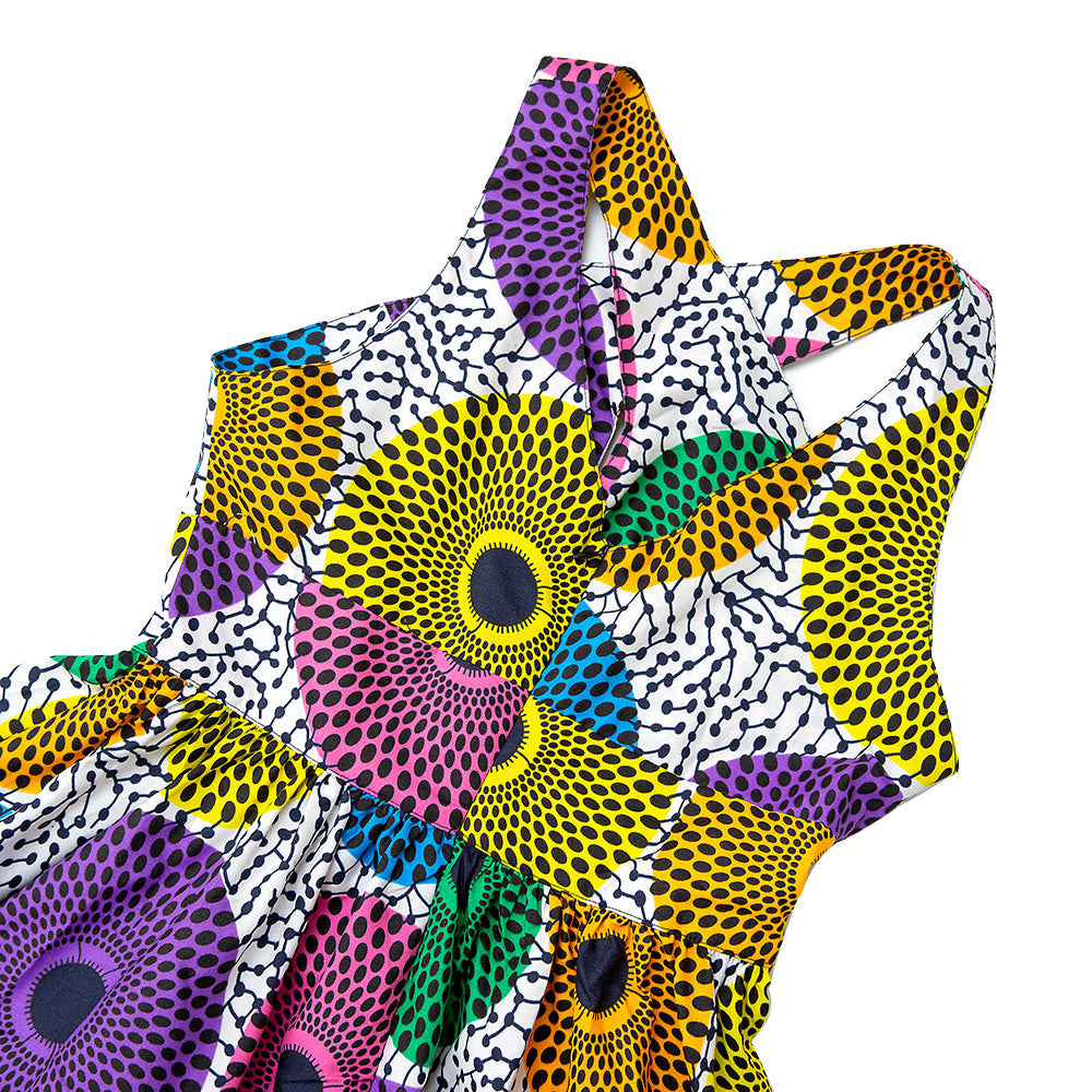 African Wax Prints Sleeveless Dress For Women