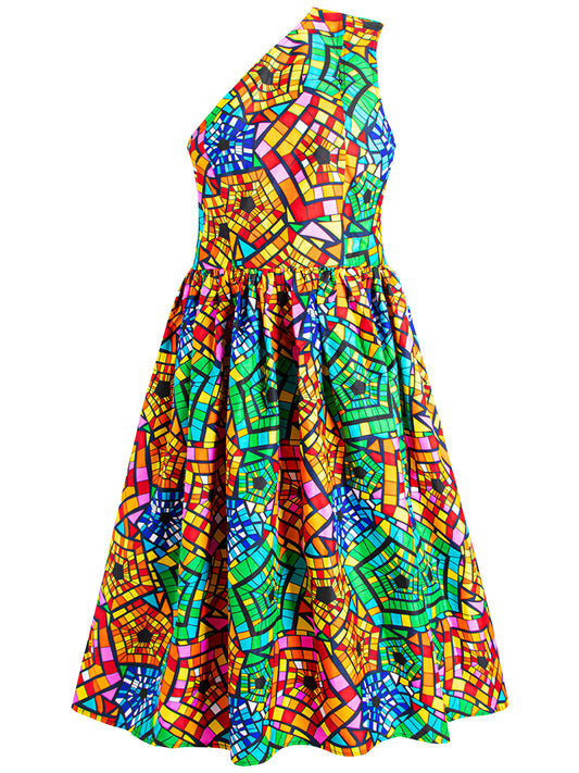 African Print One Shoulder Dress for Women