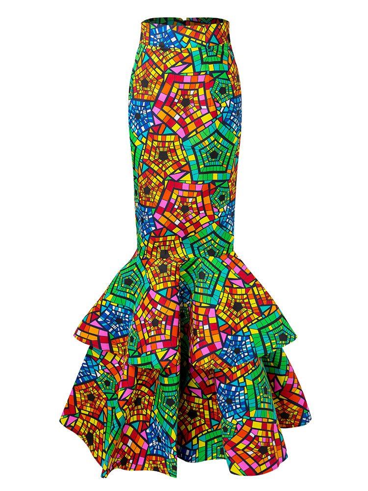 100% African Ankara Print Wax Skirt For Women