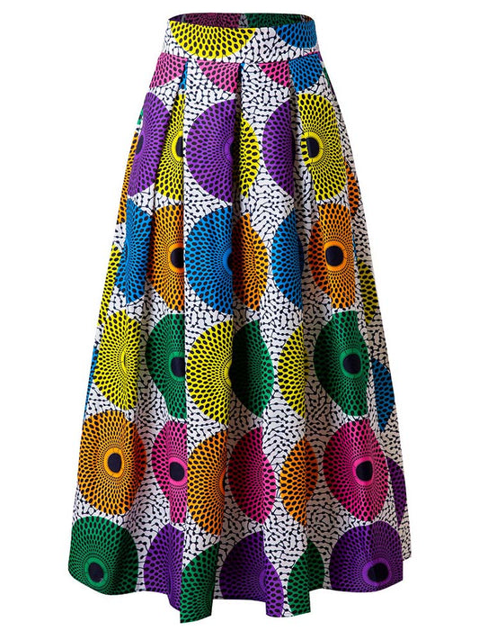 African Women Wax Print Maxi Skirt