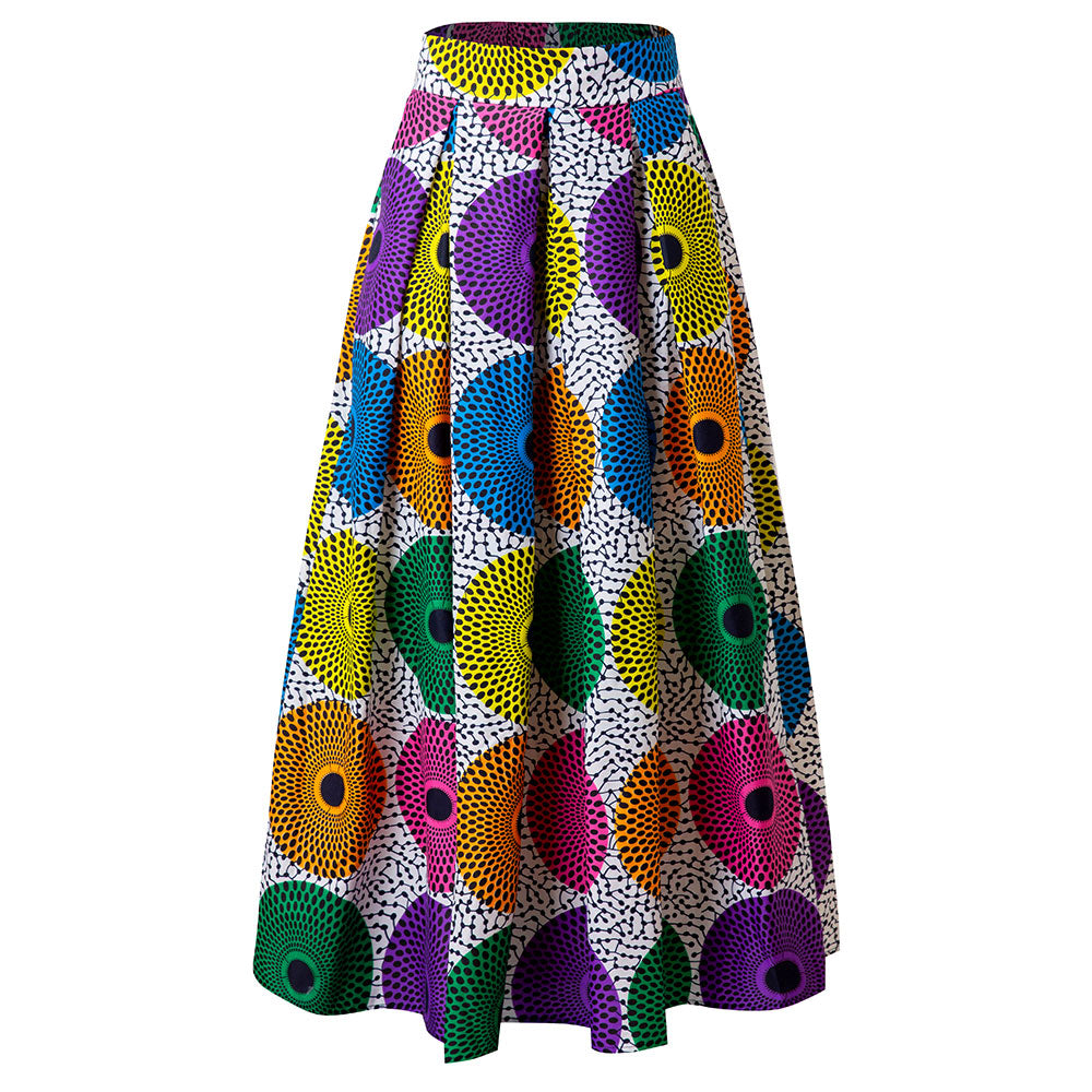 African Women Wax Print Maxi Skirt