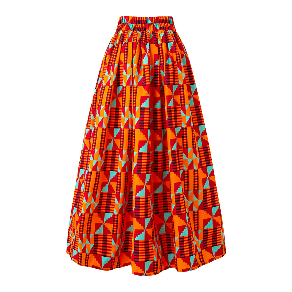 African Kente Wax Print Onesize Maxi Skirt
