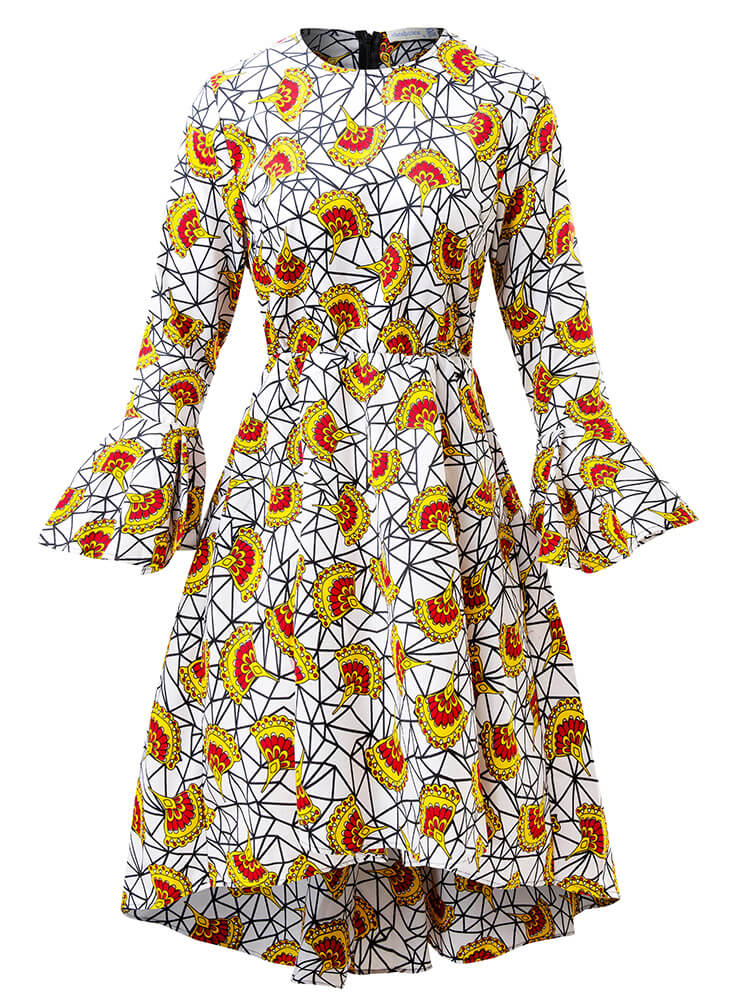 African Print Women's Long Sleeve Dress