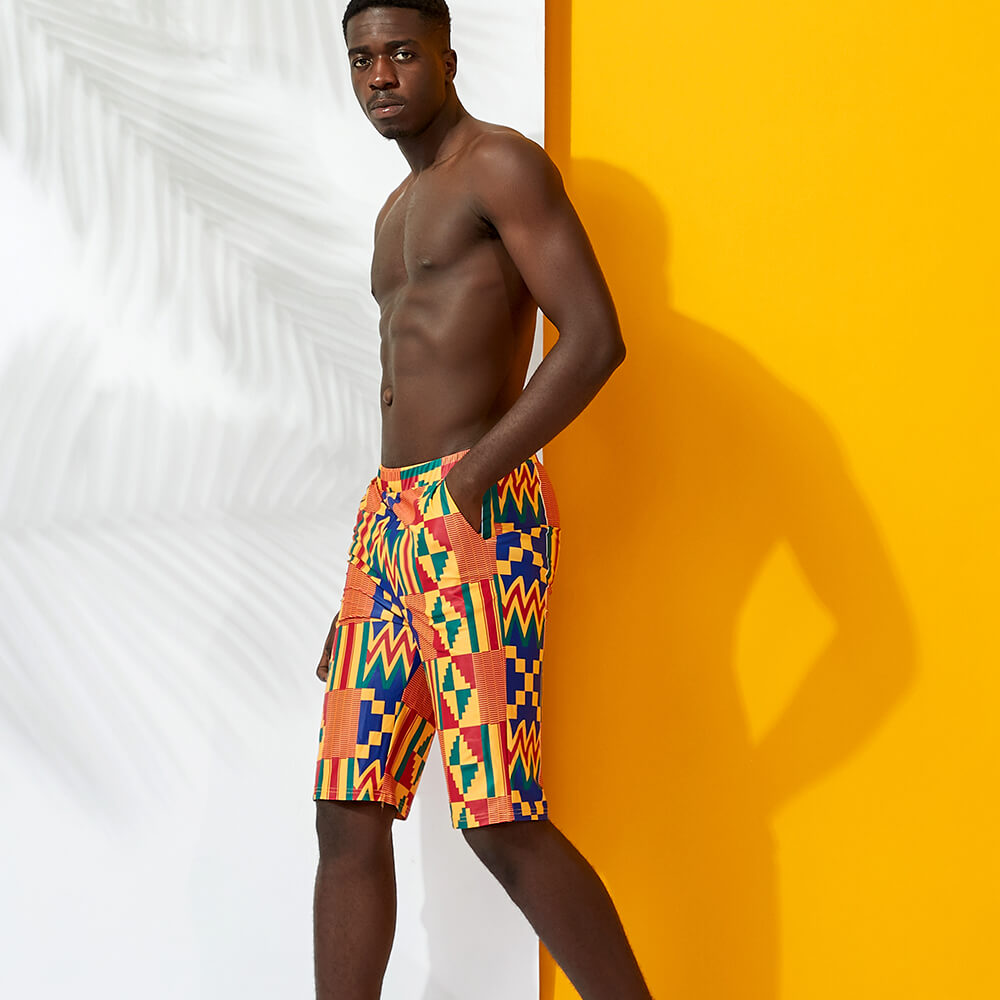 African Men's Print Swimwear