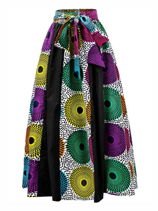 Ankara Print Fashion Women Midi Skirt With Belt