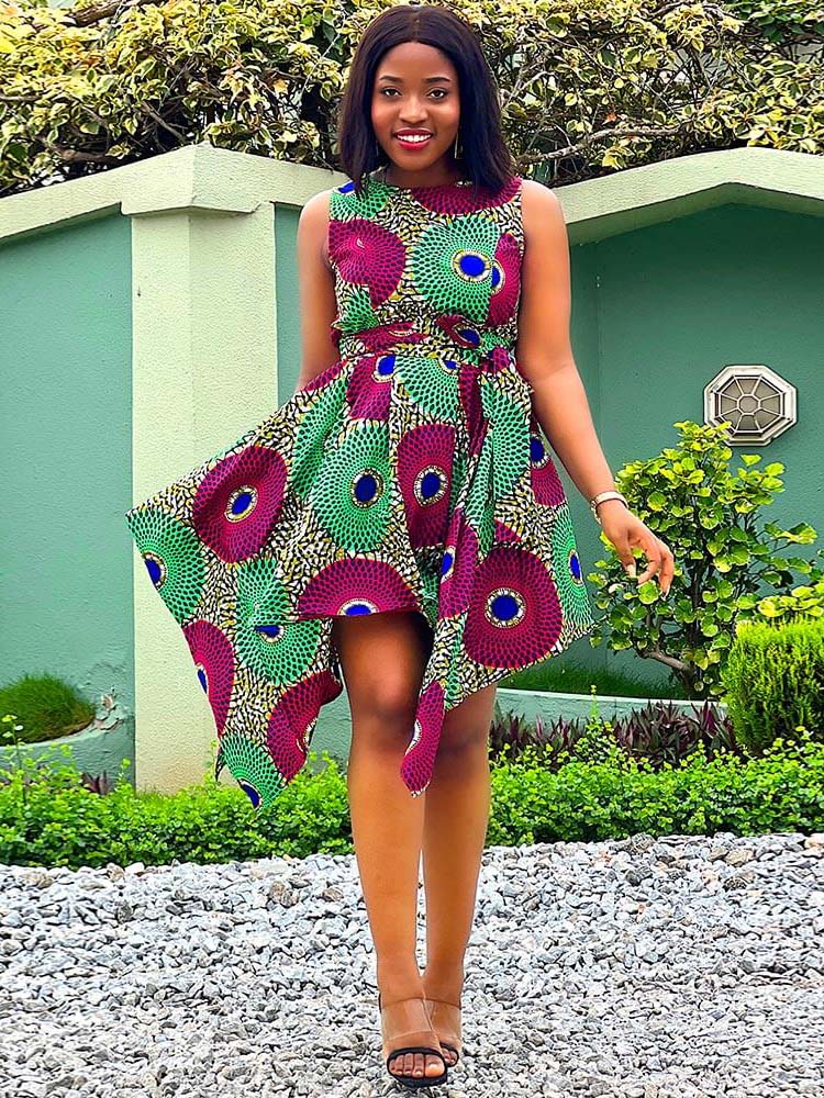 MELODY BELTED SKATER DRESS AFRICAN ANKARA PRINT 2XL MELODY BELTED SKATER DRESS AFRICAN ANKARA PRINT 2XL