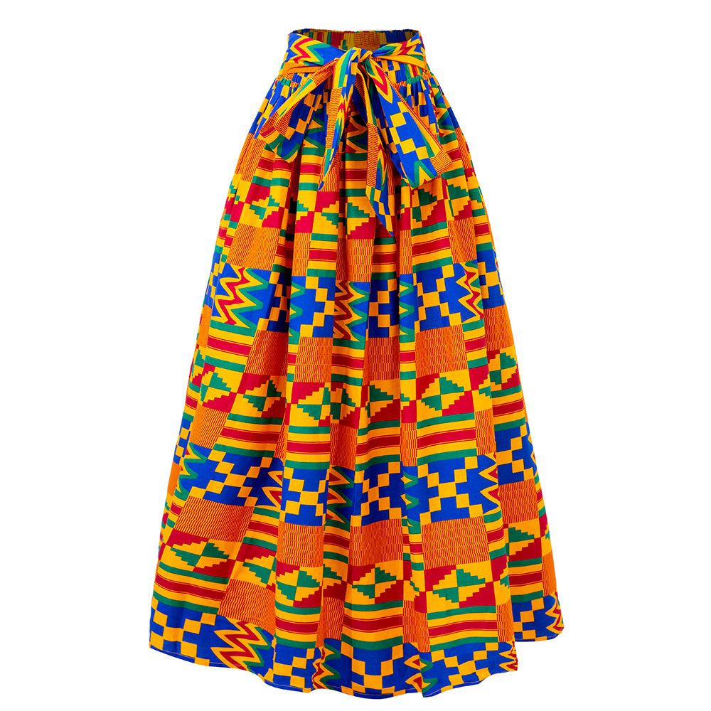 African Ankara Wax Print Maxi Skirt