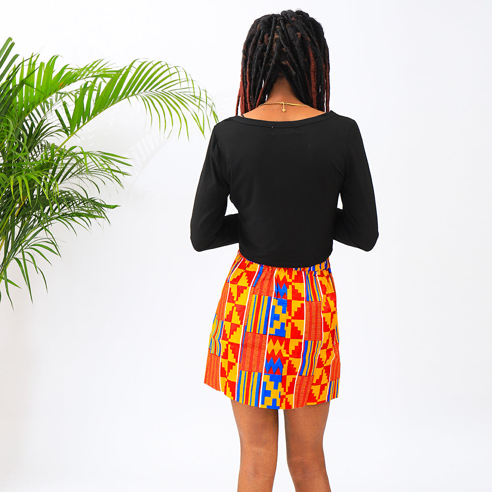 African Mini Skirt Costume Kente Print Casual