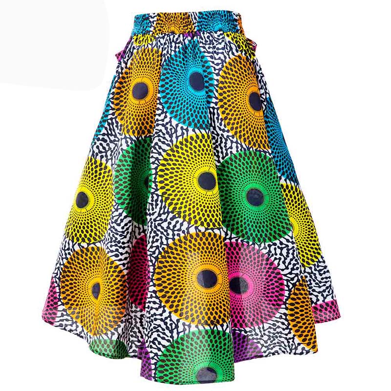 African Ankara Skirt Flower Print Casual