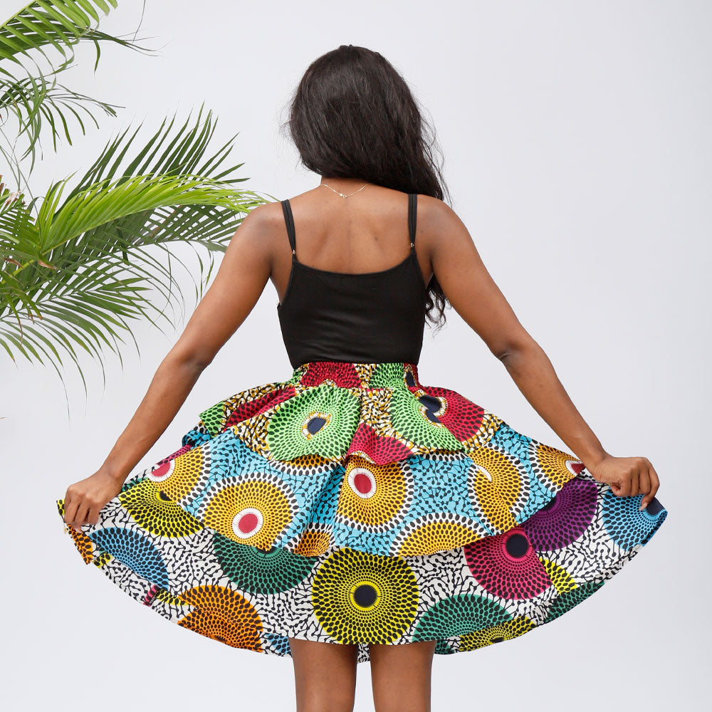 Fashion Women Skirt African Traditional Costume Flower Print Casual Dashiki Skirt - SHENBOLEN