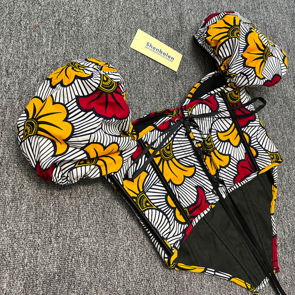 Handmade African Print Lace-Up Corset