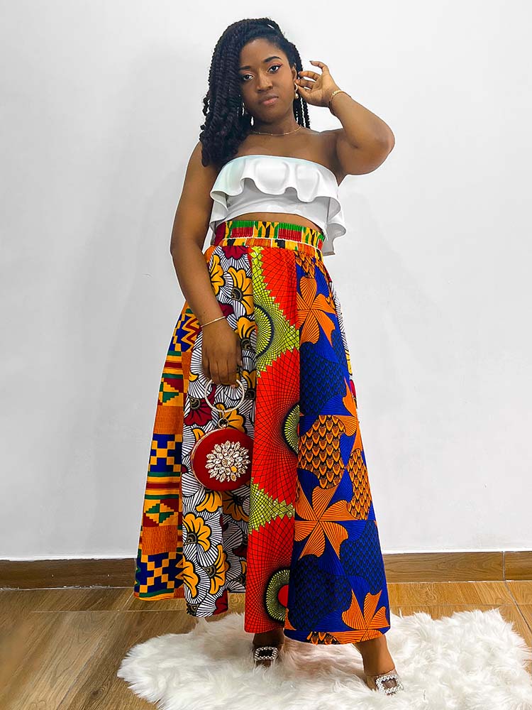 African Maxi Skirt Ankara Tradition Long Skirts One Szie
