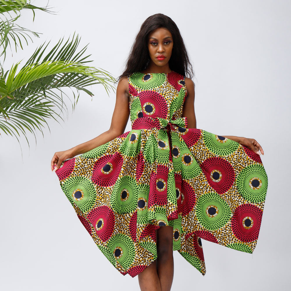 Women African Print Dresses Traditional Clothing Casual Party Dress - SHENBOLEN