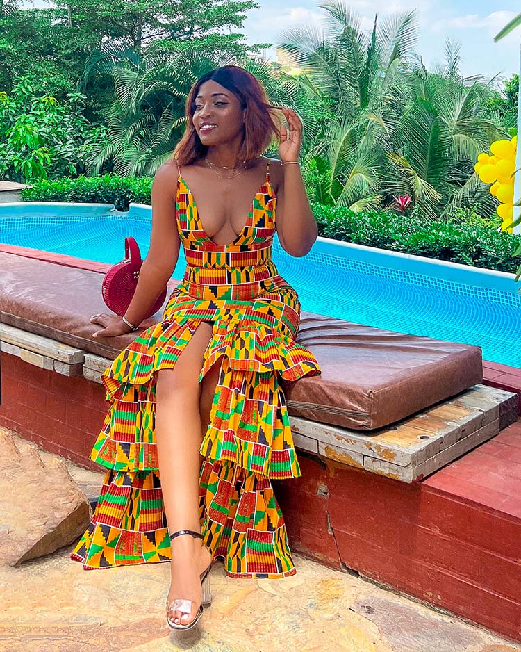 African Kente Layered Maxi Dresses