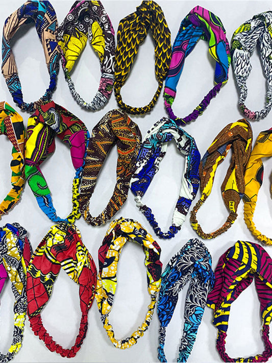 Fashion African Ankara Print Batik Print Women Elastic Hairband Sports Headband Elastic Band Design Headband Hair Ring