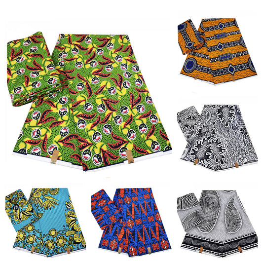 New Ankara High Quality Printed African Batik Fabric Soft Polyester Kente Fabric 6 Yards Batik Fabric Suitable for Sewing