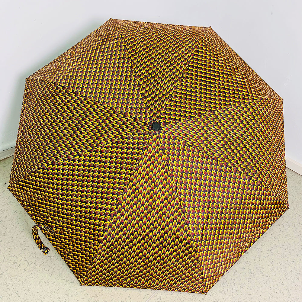 12 bone black glue fashion Ankara batik print automatic folding umbrella durable keel anti-ultraviolet folding umbrella