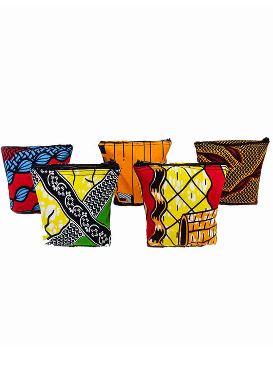 Fashion African Ankara Batik Print Coin Purse Women Girls Earphone Coin Key Money Storage Bag Zipper Pouch