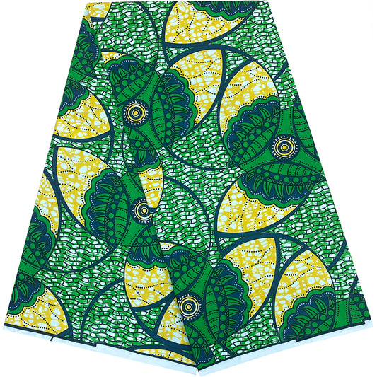 New Good Quality African Wax Fabric Ankara  Batik  Polyester Material  Green For Sewing