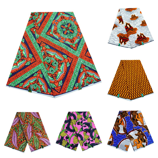 High Quality Classic African Batik Fabric Ankara Printed African Dress 100% Polyester 6 Yards