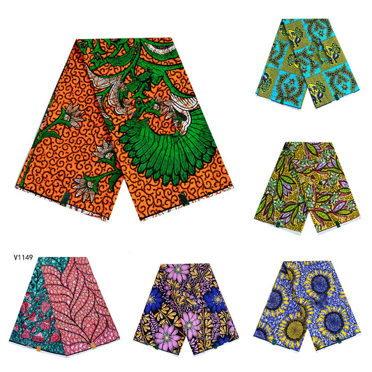African Ankara Wax Fabric Retro Style Prints  Sewing Material Craft DIY 100% Polyester 6Yards