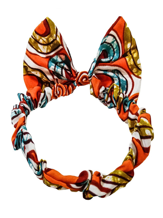 Fashion Retro African Ankara Printed Headband Turban Hair Accessories Women's Rubber Band Hairband Bowknot Design