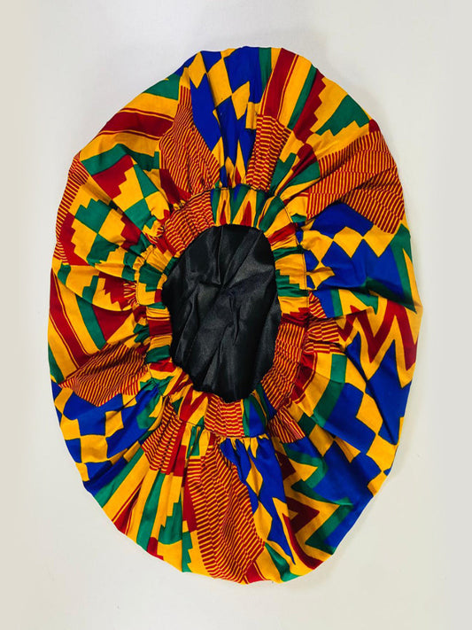 African Ankara Batik Print Pattern Soft Hat with Tie for Women Sleeping Cap Soft Hair Care Nighttime Sleeping Cap Multipurpose Hair Cap