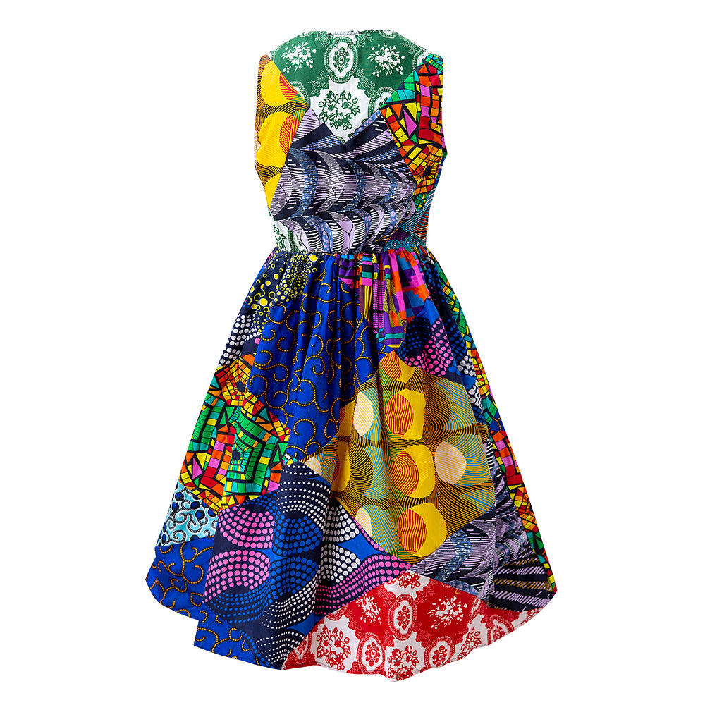 African Print Sleeveless With Zipper Mix Dresses
