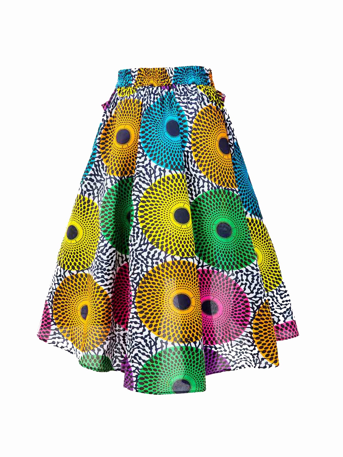 African Ankara Skirt Flower Print Casual