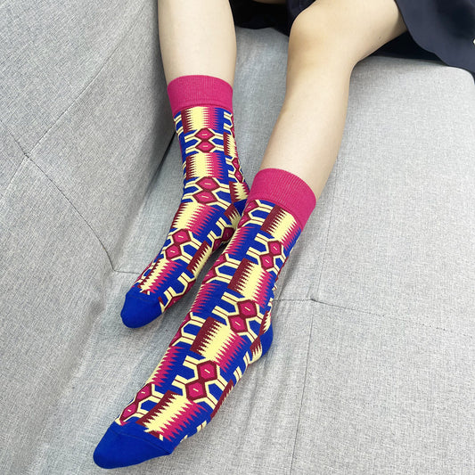 Fashion Printed Ankara Wax Print Socks for Unisex Summer Autumn Winter African Patterns Crew Socks