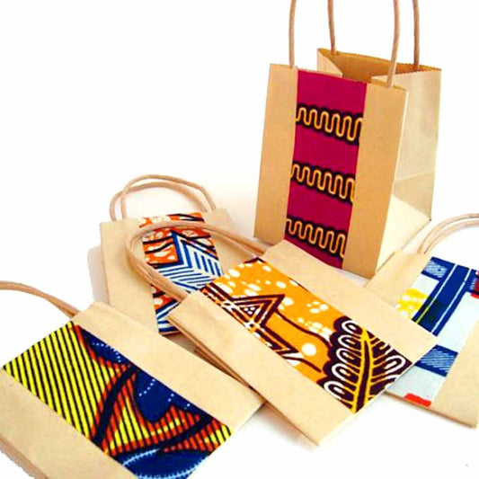 Fashion ethnic style Ankara printed patch bag kraft paper bag gift bag reusable shopping bag