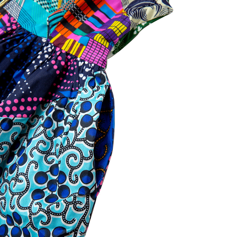 African Print Sleeveless With Zipper Mix Dresses