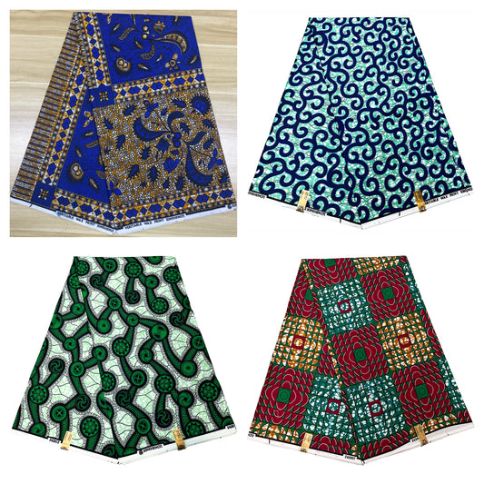 Hot Sale 6 Yards African Batik Ankara Printed Cloth 100% Polyester Batik Dress Fabric
