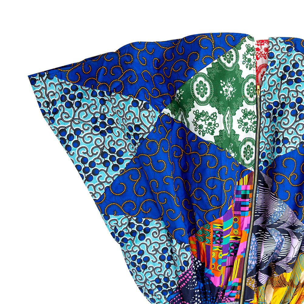 African Print Sleeveless With Zipper Mix Dresses