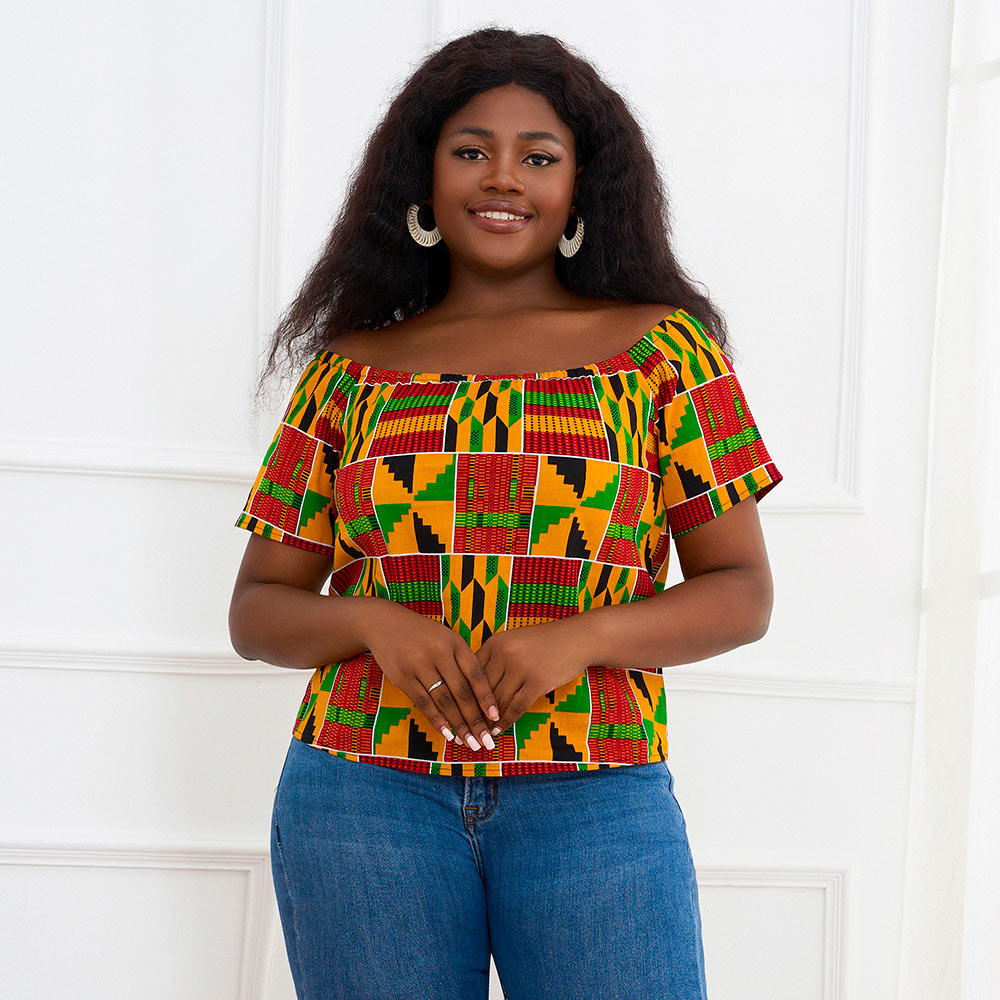 African Fashion Kente Print Blouse For Women