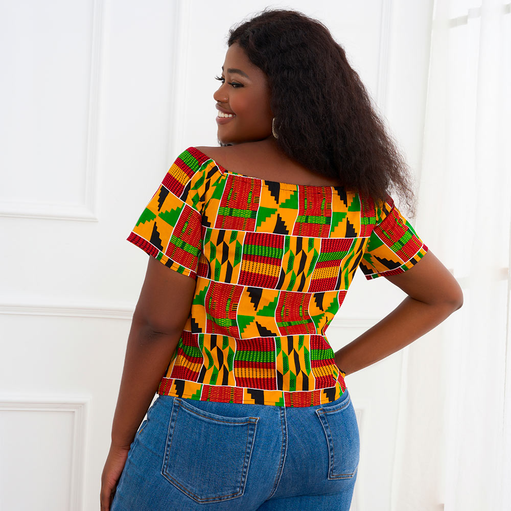 African Fashion Kente Print Blouse For Women