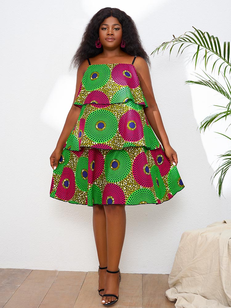 African Ankara Sleeveless Women Plus Size Dress