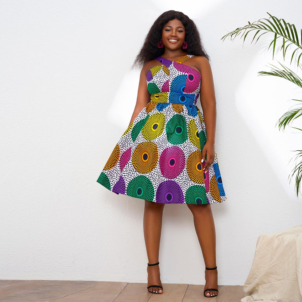 African Wax Prints Sleeveless Dress For Women