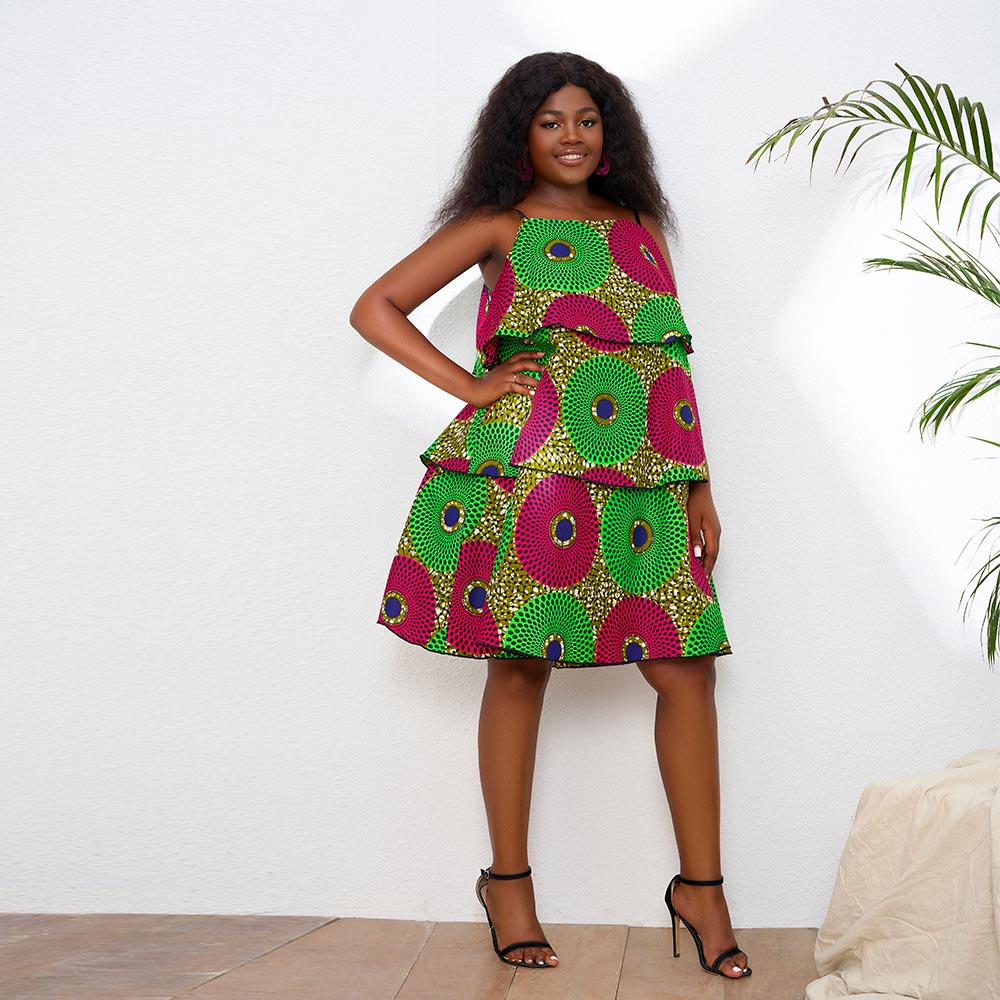 African Ankara Sleeveless Women Plus Size Dress