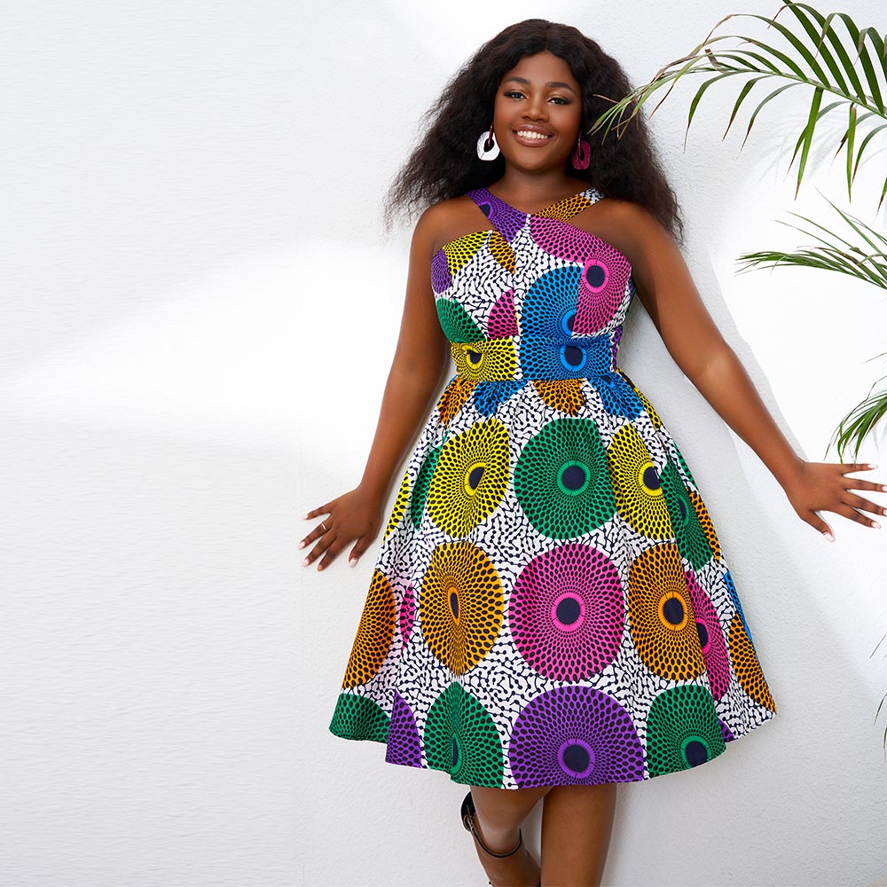 African Wax Prints Sleeveless Dress For Women