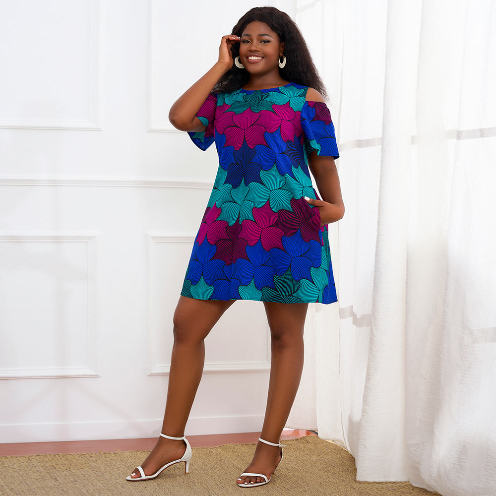 African Ankara Prints Short Sleeve Dress For Women