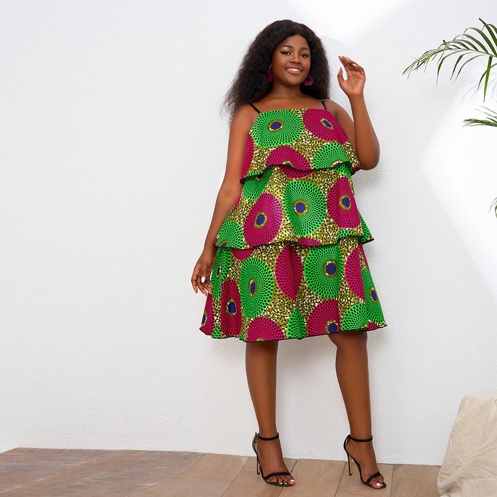 African Ankara Sleeveless Women Plus Size Dress