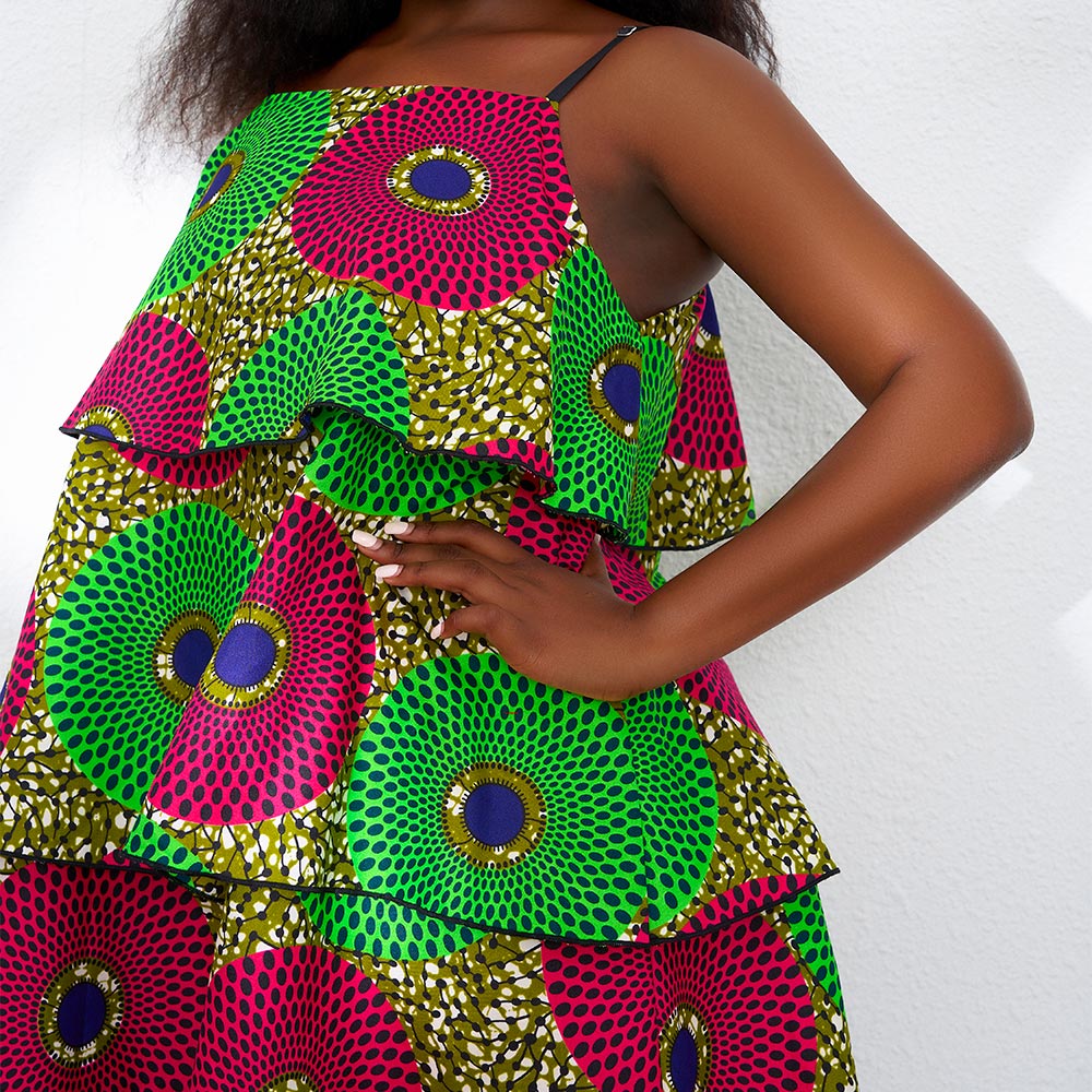 African Ankara Sleeveless Women Plus Size Dress